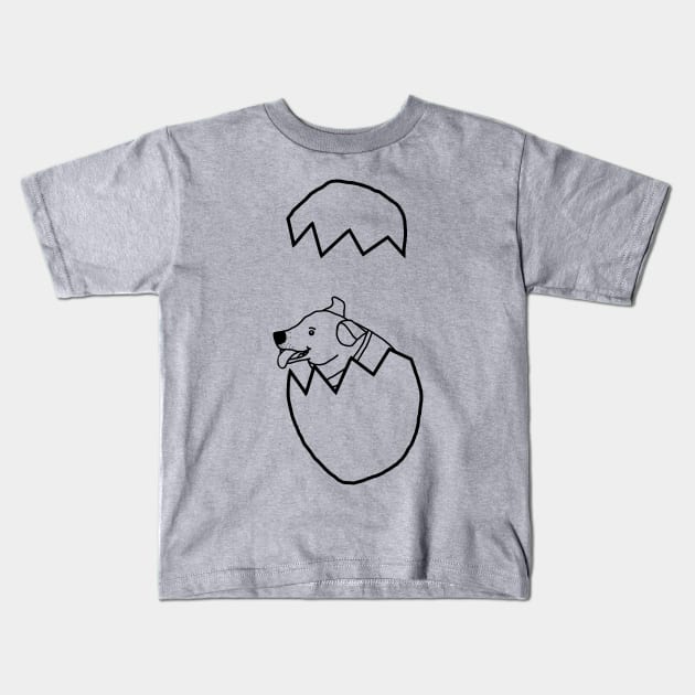 Minimal Puppy Dog Popping out of Easter Egg Kids T-Shirt by ellenhenryart